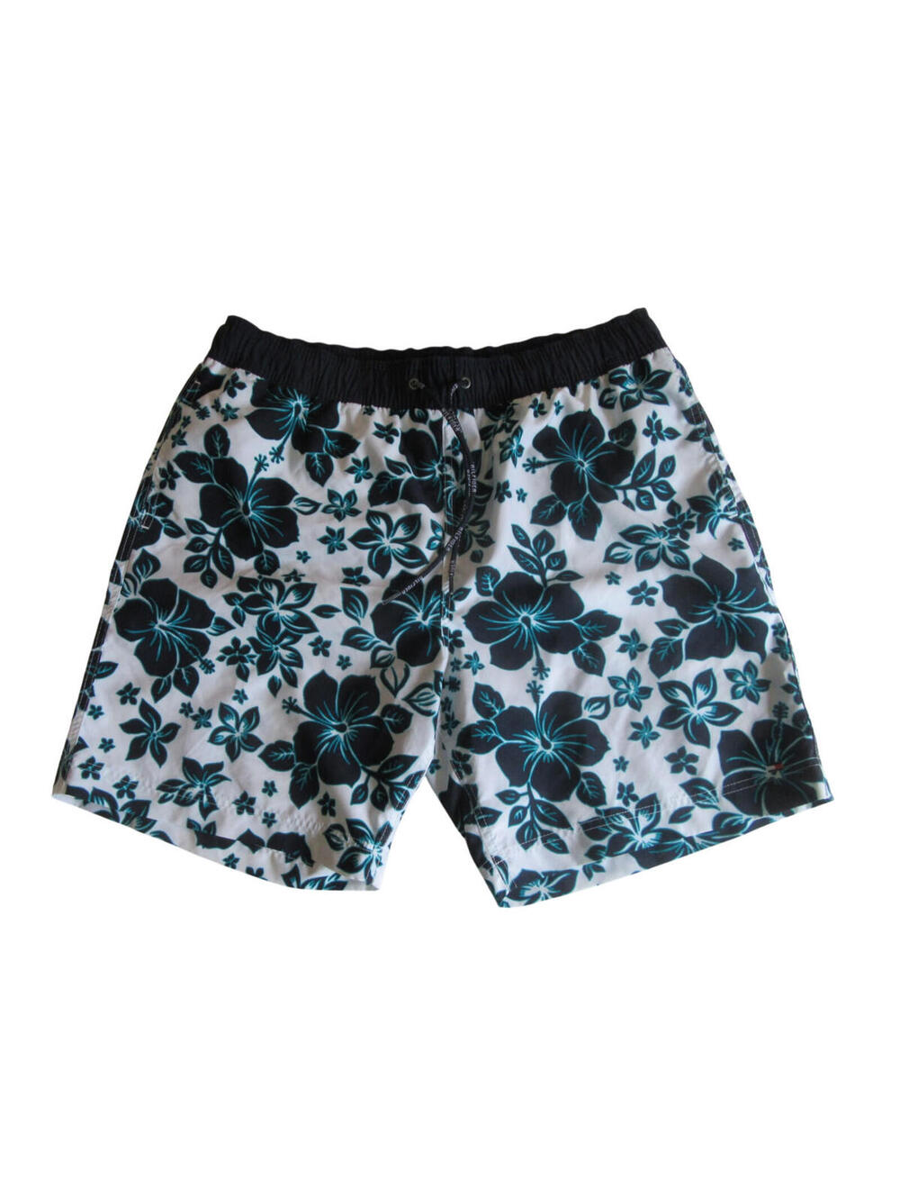 Tommy Hilfiger Mens Tropical Floral Swim Trunks White/Navy/Turquoise X-Large XL